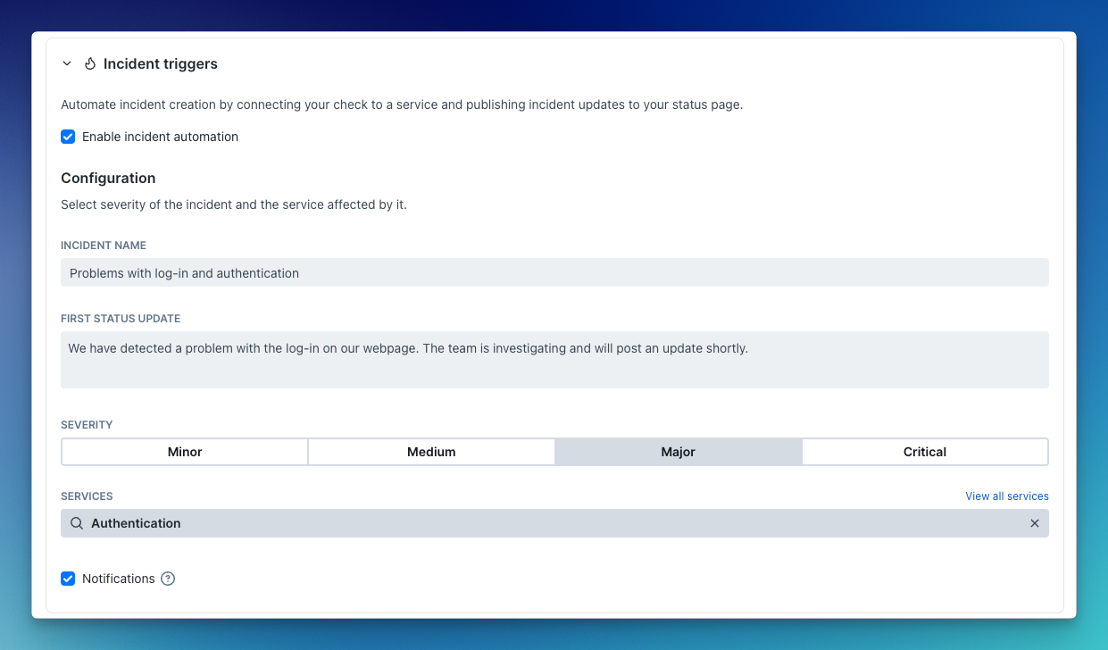 Incident automation settings